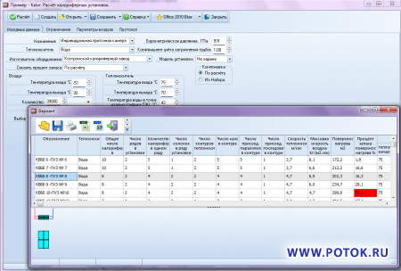 KALOR программа для  расчёта  калориферов и воздухонагревателей, подбор типовых приточных камер